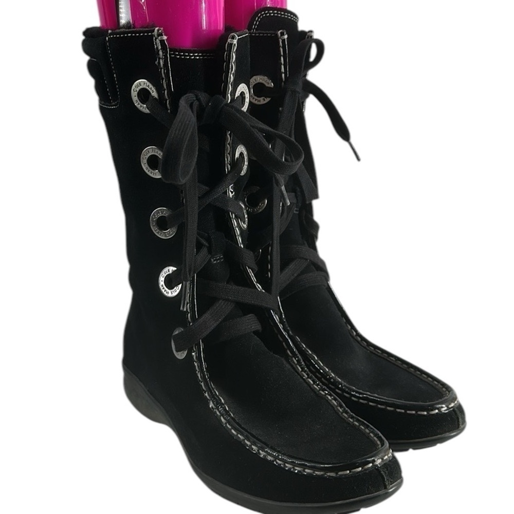 Cole Haan boots Black Suede Waterproof Lace Up winter Boots moccasin Size 7